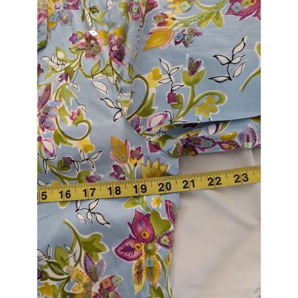 REDD Jeans Jacket Women's Sz 8 Blue Floral Iridescent Sequins Y2K Vtg Colorful - Picture 12 of 13